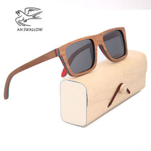Load image into Gallery viewer, AN SWALLOW Skateboard Wooden Sunglasses Blue Frame With Coating Mirrored Bamboo Sunglasses UV 400 Protection Lenses in Wooden