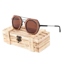 Load image into Gallery viewer, AN SWALLOW  Brand New Sunglasses Men Black Walnut Wood Oversized Sunglasses Women Sun glasses With Wood Box oculos TAC UV400