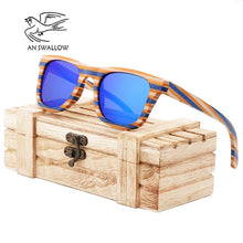 Load image into Gallery viewer, AN SWALLOW wooden sunglasses female mirror square skateboard UV40 protection sunglasses bamboo retro polarized bamboo sunglasses