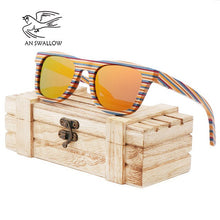 Load image into Gallery viewer, AN SWALLOW wooden sunglasses female mirror square skateboard UV40 protection sunglasses bamboo retro polarized bamboo sunglasses