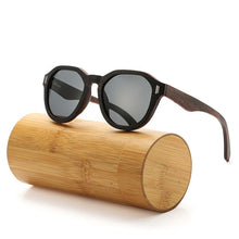 Load image into Gallery viewer, AN SWALLOW   Ebony Layered Glasses Blue Frame With Coating Mirrored Bamboo Sunglasses UV 400 Protection Lenses in Wooden Box