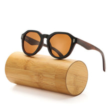 Load image into Gallery viewer, AN SWALLOW   Ebony Layered Glasses Blue Frame With Coating Mirrored Bamboo Sunglasses UV 400 Protection Lenses in Wooden Box