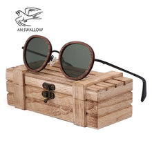 Load image into Gallery viewer, AN SWALLOW 2018 new retro wooden sunglasses men's black walnut wooden sunglasses ladies brand design sunglasses polarized UV400
