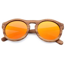 Load image into Gallery viewer, AN SWALLOW Design handmade wooden sunglasses round zebra wood men's / ladies retro polarized sunglasses 100% UV protection