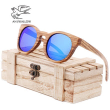 Load image into Gallery viewer, AN SWALLOW  2018 polarized zebra wood glasses handmade vintage wooden frame male driving sunglasses cool polarized sunglasses