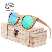 Load image into Gallery viewer, AN SWALLOW  2018 polarized zebra wood glasses handmade vintage wooden frame male driving sunglasses cool polarized sunglasses