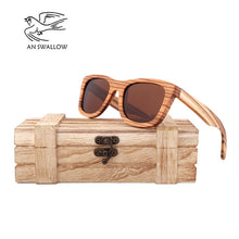 Load image into Gallery viewer, AN SWALLOW  Mens Luxury Brand Real Zebra Wooden Sunglasses Frames Custom Logo Bamboo Sunglasses Men Polarized UV400