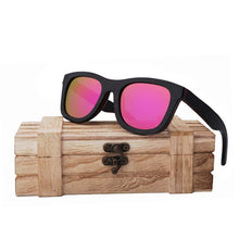Load image into Gallery viewer, AN SWALLOW Skateboard Wooden Sunglasses Blue Frame With Coating Mirrored Bamboo Sunglasses UV 400 Protection Lenses in Wooden
