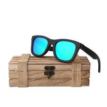 Load image into Gallery viewer, AN SWALLOW Skateboard Wooden Sunglasses Blue Frame With Coating Mirrored Bamboo Sunglasses UV 400 Protection Lenses in Wooden