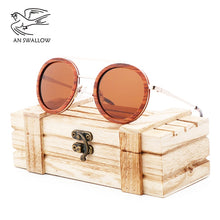 Load image into Gallery viewer, AN SWALLOW Classic Fashion Trend New Red Wooden Sunglasses Metal Fashion Men and Women's Sunglasses Toad Mirror