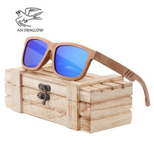 Load image into Gallery viewer, AN SWALLOW Beech Wood Men Sunglasses Polarized Wooden Sun Glasses for Women Blue Green Lens Handmade Fashion Brand Cool UV400