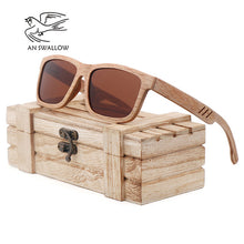 Load image into Gallery viewer, AN SWALLOW Beech Wood Men Sunglasses Polarized Wooden Sun Glasses for Women Blue Green Lens Handmade Fashion Brand Cool UV400