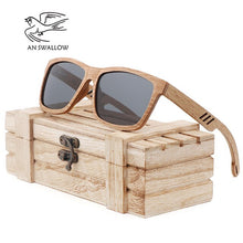 Load image into Gallery viewer, AN SWALLOW Beech Wood Men Sunglasses Polarized Wooden Sun Glasses for Women Blue Green Lens Handmade Fashion Brand Cool UV400