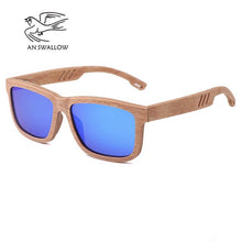 Load image into Gallery viewer, AN SWALLOW Beech Wood Men Sunglasses Polarized Wooden Sun Glasses for Women Blue Green Lens Handmade Fashion Brand Cool UV400