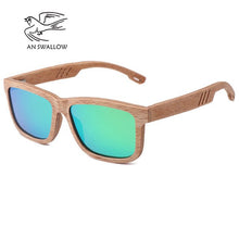 Load image into Gallery viewer, AN SWALLOW Beech Wood Men Sunglasses Polarized Wooden Sun Glasses for Women Blue Green Lens Handmade Fashion Brand Cool UV400