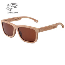 Load image into Gallery viewer, AN SWALLOW Beech Wood Men Sunglasses Polarized Wooden Sun Glasses for Women Blue Green Lens Handmade Fashion Brand Cool UV400