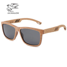Load image into Gallery viewer, AN SWALLOW Beech Wood Men Sunglasses Polarized Wooden Sun Glasses for Women Blue Green Lens Handmade Fashion Brand Cool UV400
